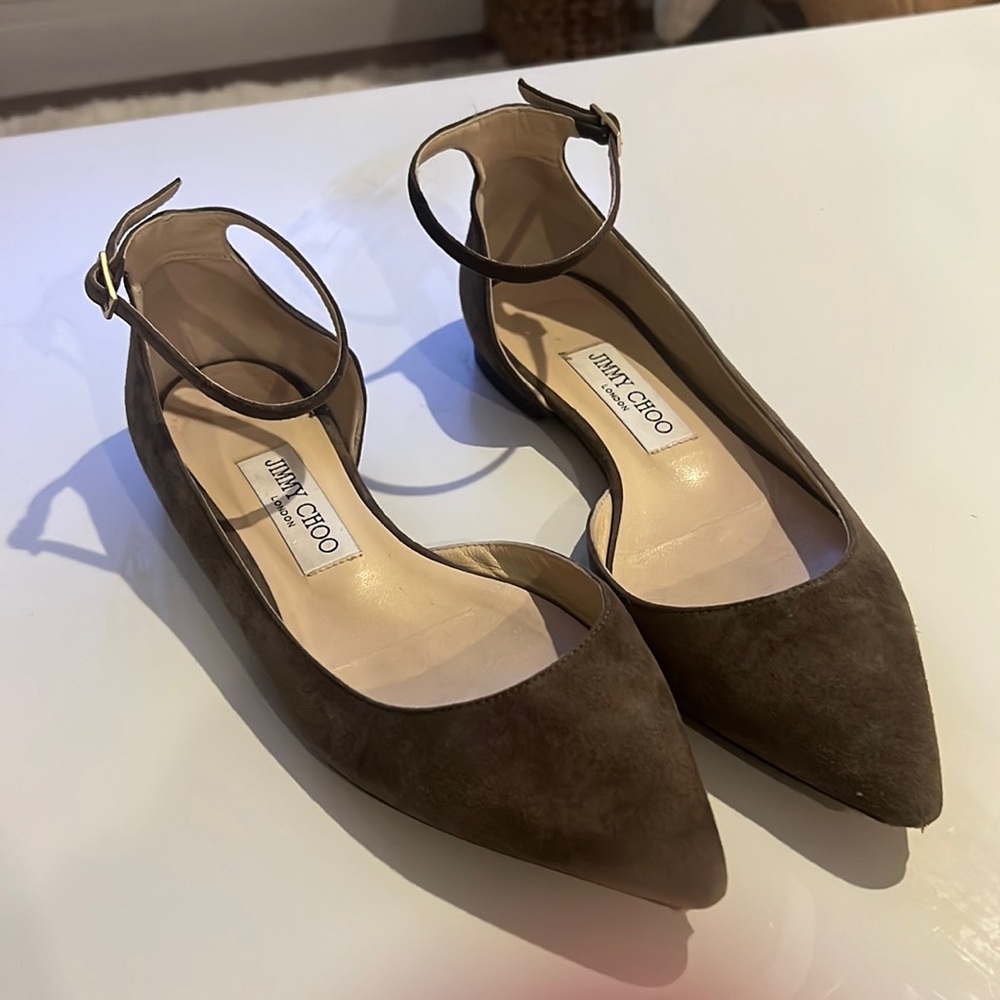 Brown Suede Jimmy Choo Ballet Flats